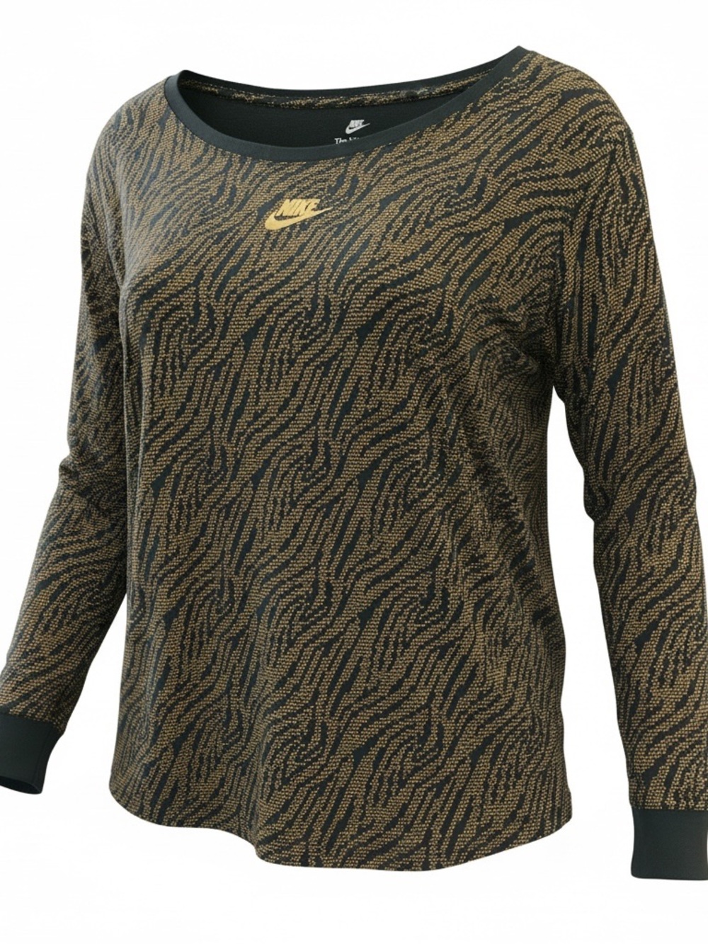 Nike Women’s Black and Gold Printed Long-Sleeve Tee